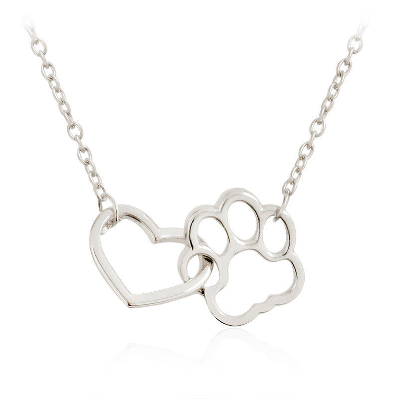 Dog Paw and Heart Necklace