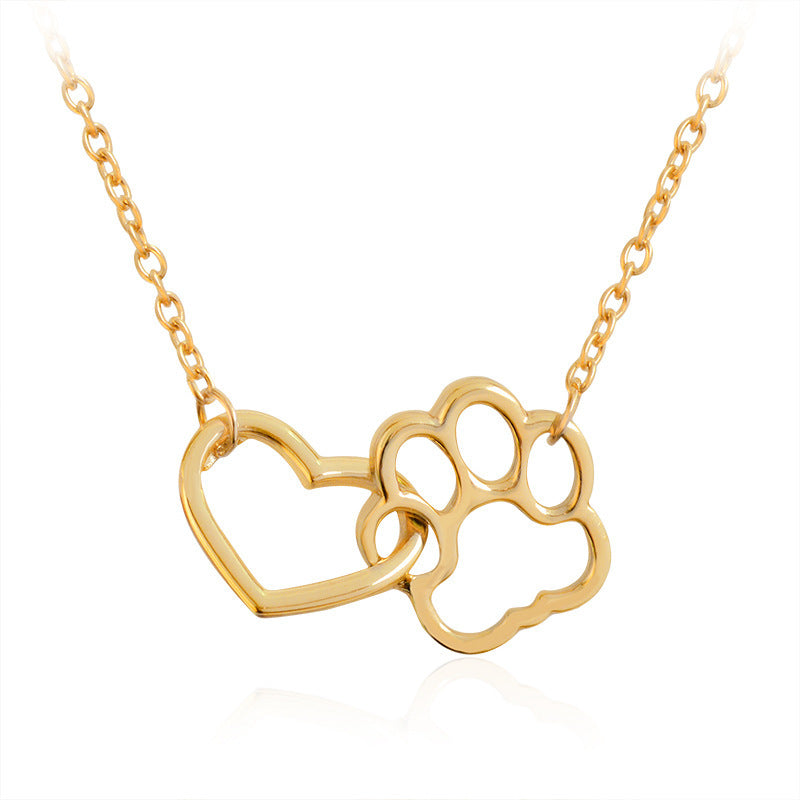 Dog Paw and Heart Necklace