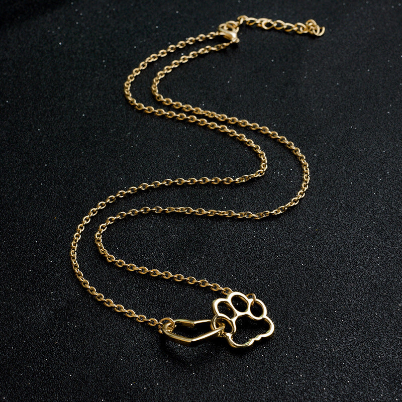 Dog Paw and Heart Necklace