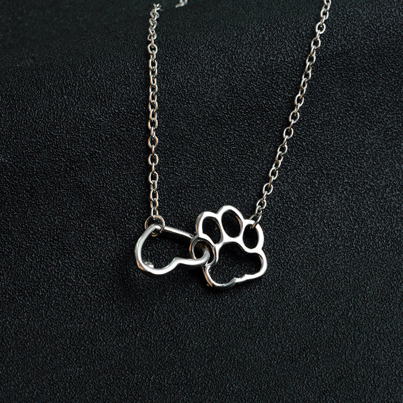 Dog Paw and Heart Necklace