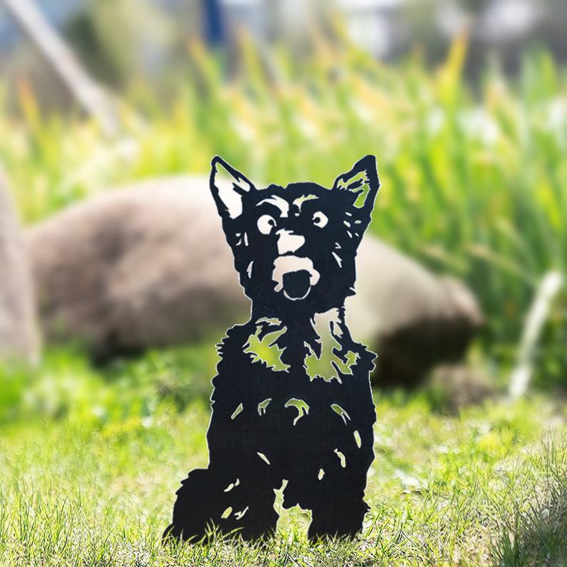 Metal Dog Silhouette Garden Patio Decoration